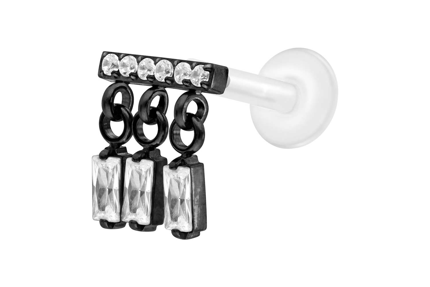 PTFE Labret Piercing mit Innengewinde + Titan-Aufsatz WINDSPIEL